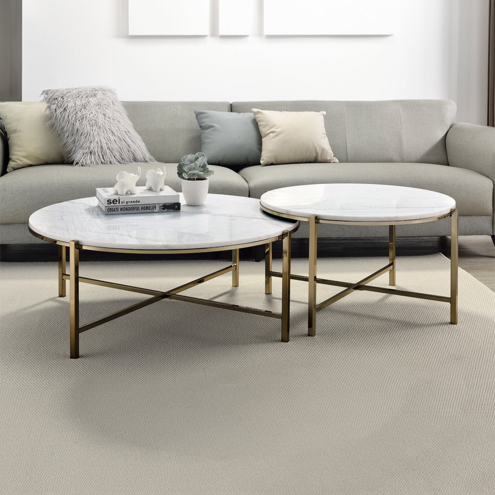 ACME Zaidee Nesting Table Set – top view – Lusso Furniture Miami
