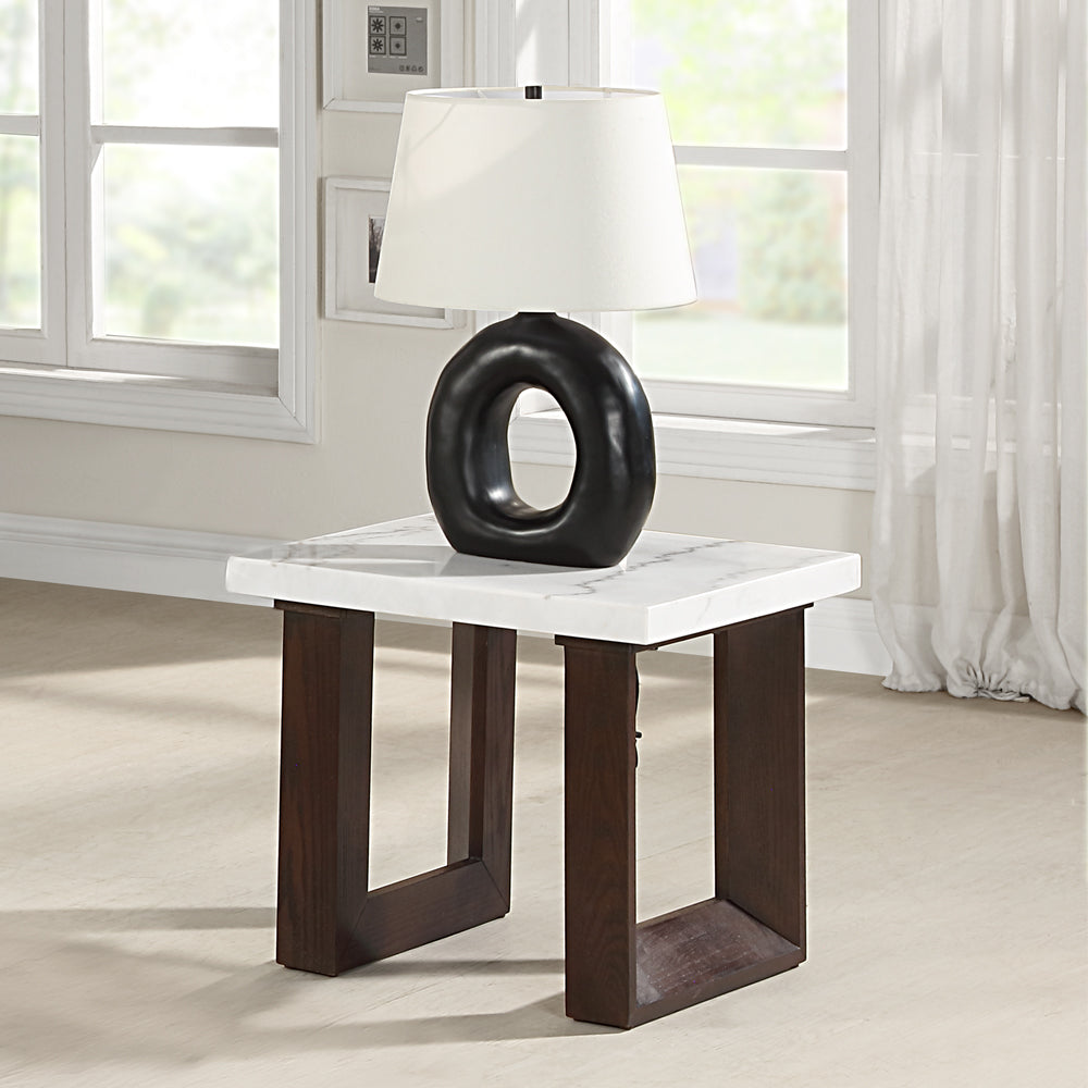 ACME Edwyn Marble Top End Table – front view – Lusso Furniture Miami