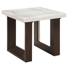 ACME Edwyn Marble Top End Table – angle view – Lusso Furniture Miami