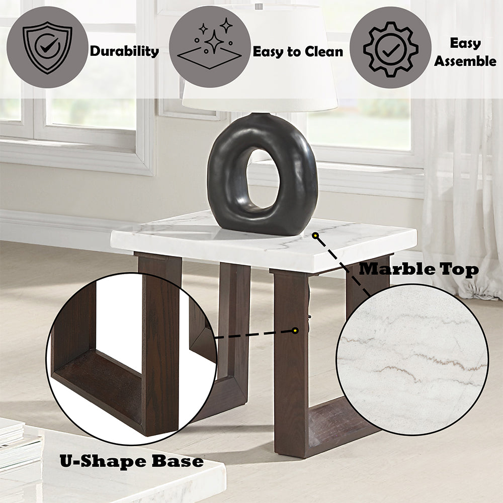ACME Edwyn Marble Top End Table – back view – Lusso Furniture Miami