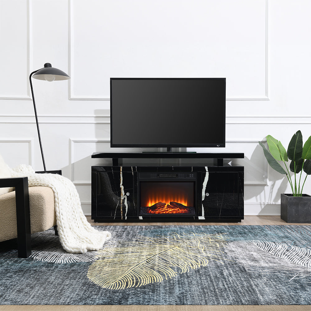 ACME Drisana TV Stand with Fireplace – front view – Lusso Furniture Miami