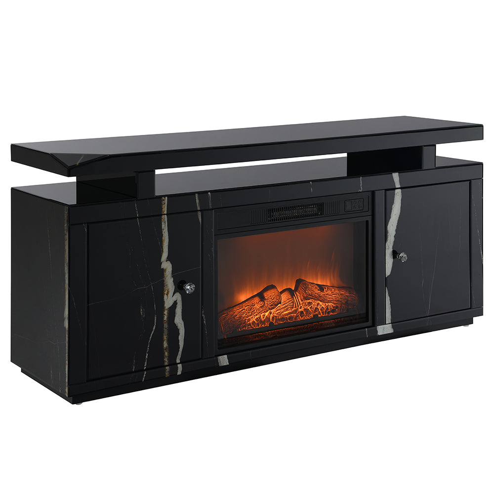 ACME Drisana TV Stand with Fireplace – angle view – Lusso Furniture Miami