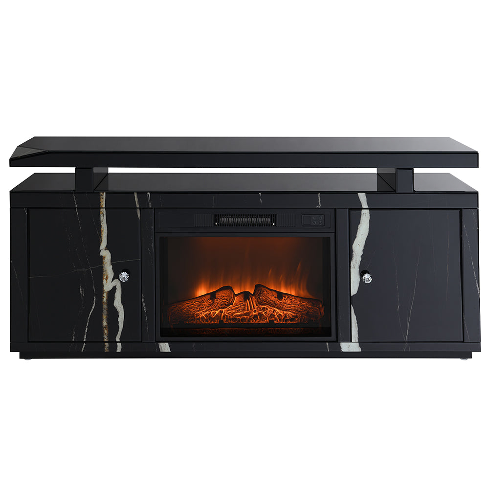 ACME Drisana TV Stand with Fireplace – side view – Lusso Furniture Miami
