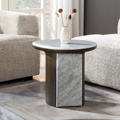ACME Haidar Marble End Table – front view – Lusso Furniture Miami