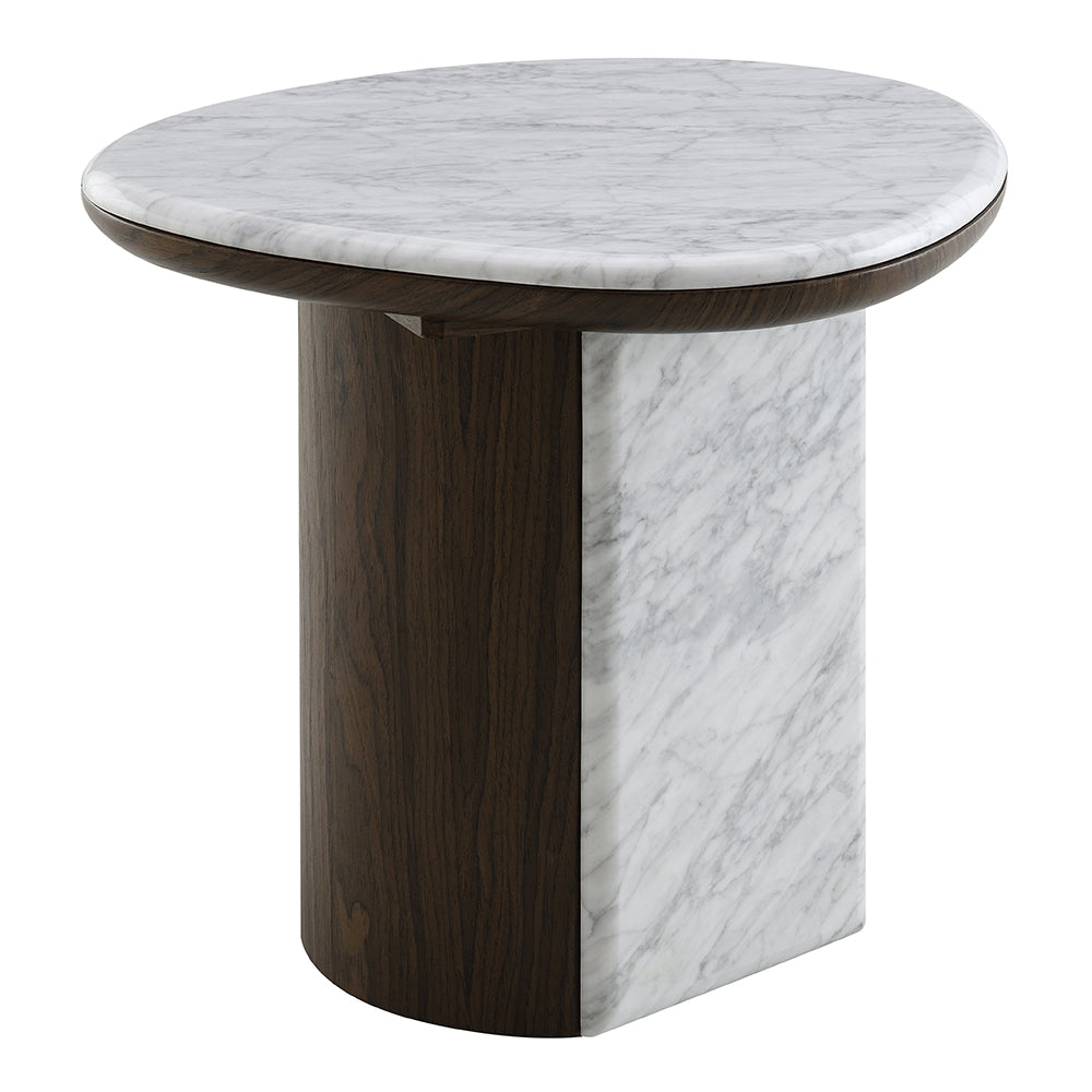 ACME Haidar Marble End Table – angle view – Lusso Furniture Miami