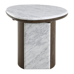 ACME Haidar Marble End Table – side view – Lusso Furniture Miami