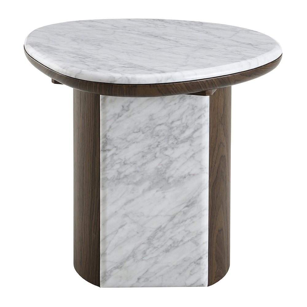 ACME Haidar Marble End Table – side view – Lusso Furniture Miami
