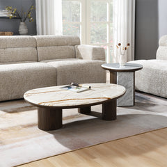 ACME Haidar Marble End Table – top view – Lusso Furniture Miami