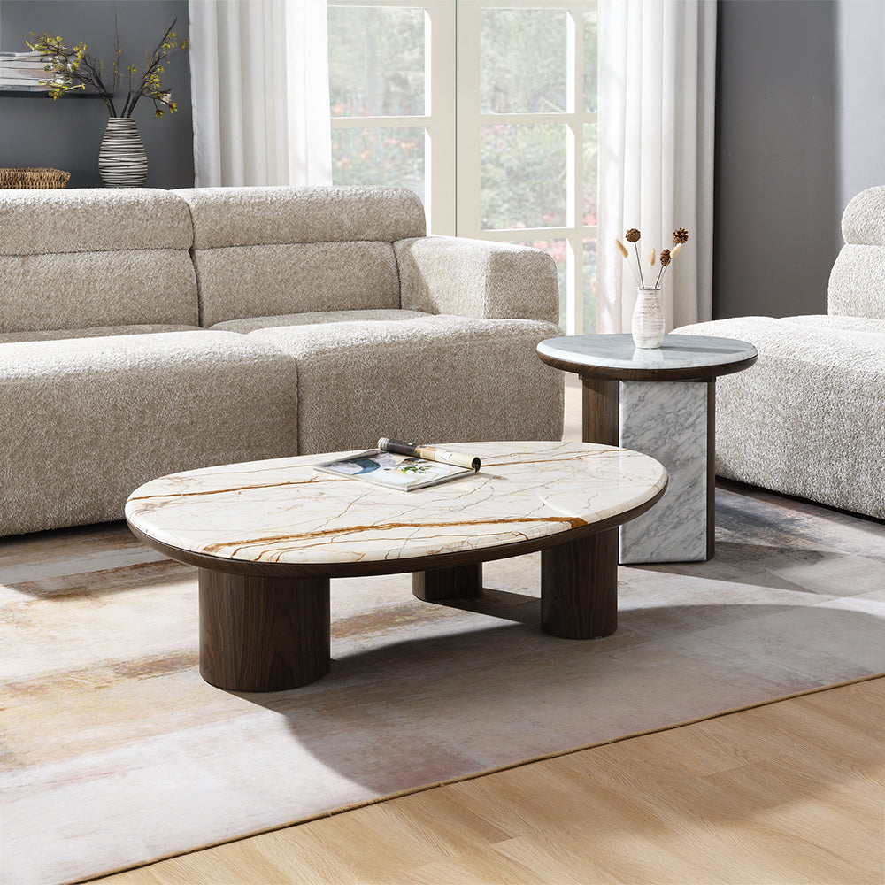 ACME Haidar Marble End Table – top view – Lusso Furniture Miami