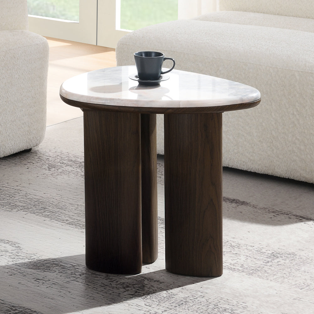 ACME Hanale Marble End Table – front view – Lusso Furniture Miami