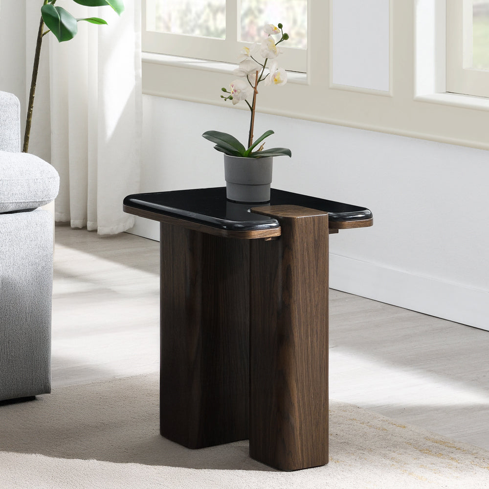 ACME Dana Marble End Table – front view – Lusso Furniture Miami