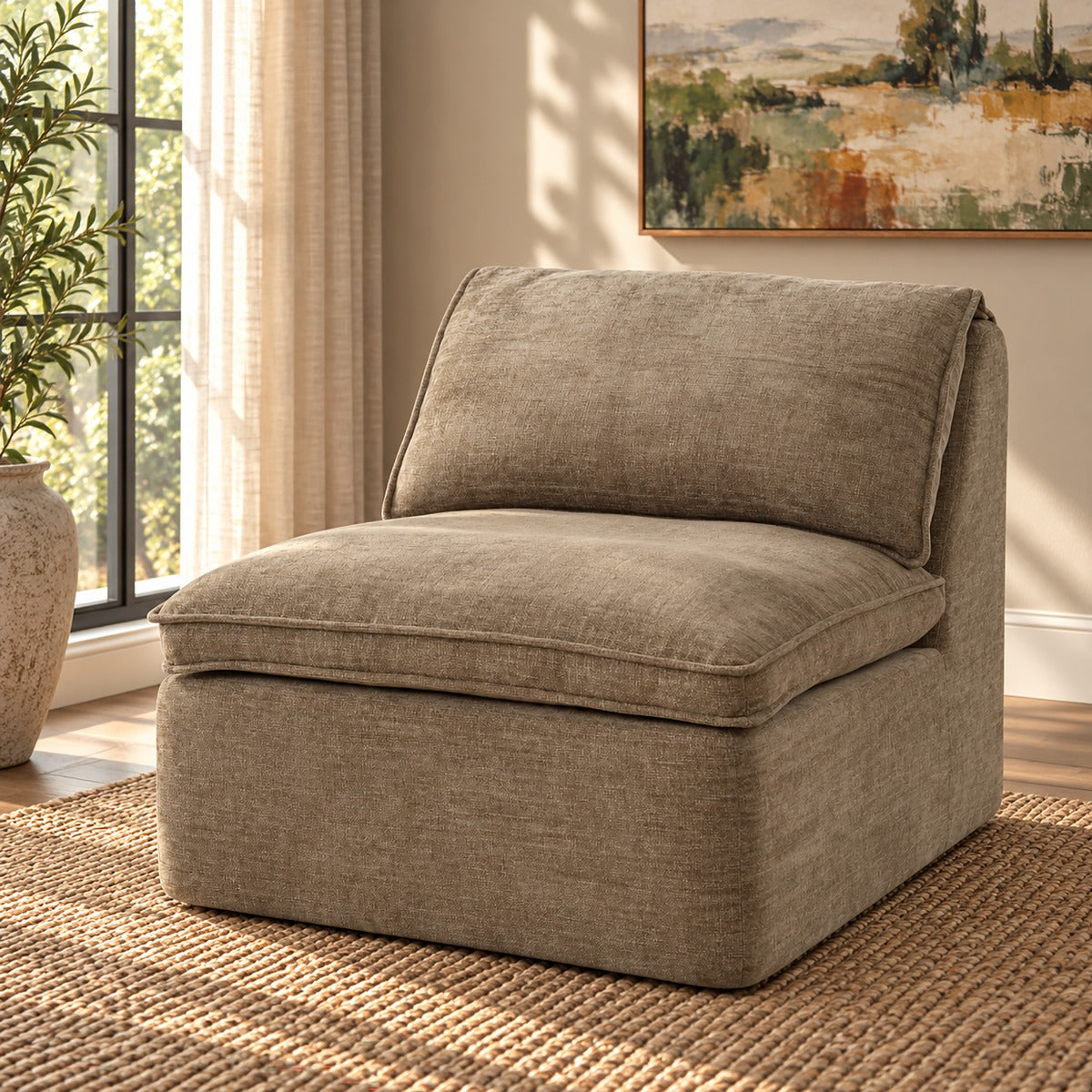 ACME Almano Modular Armless Chair – front view – Lusso Furniture Miami