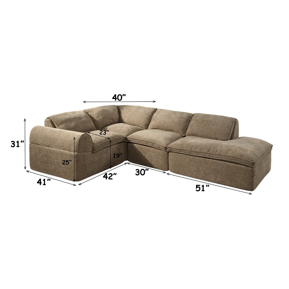 ACME Almano Modular Right Facing Chaise – finish detail – Lusso Furniture Miami