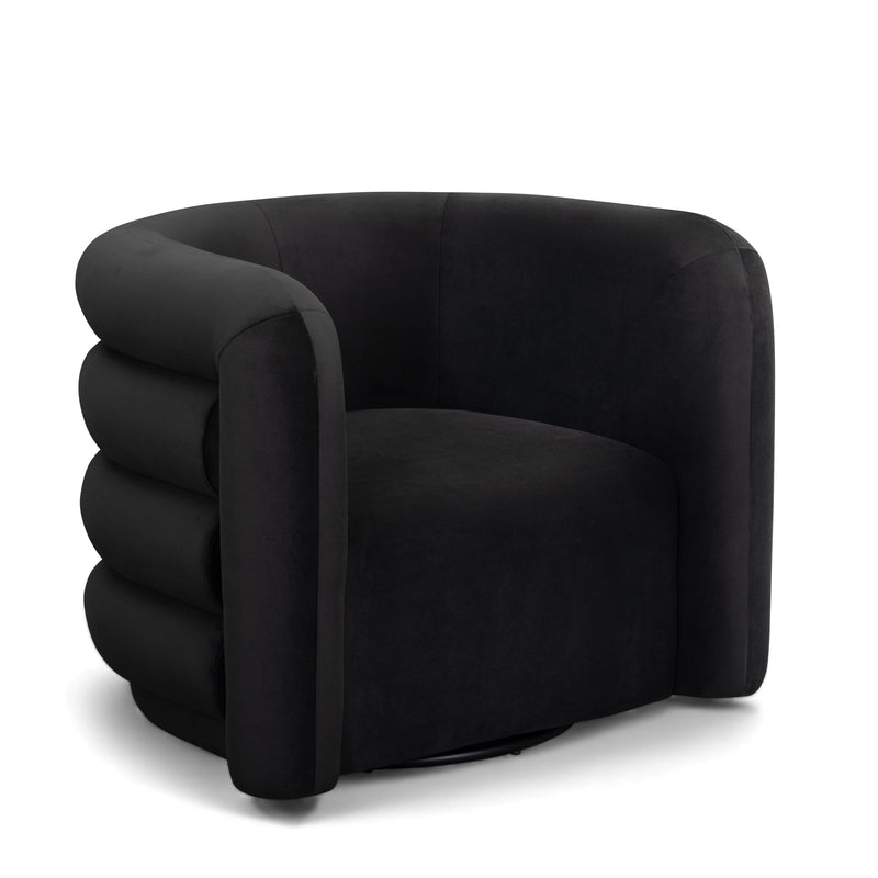 Curves Performance Velvet Swivel Accent Chair-zoom-