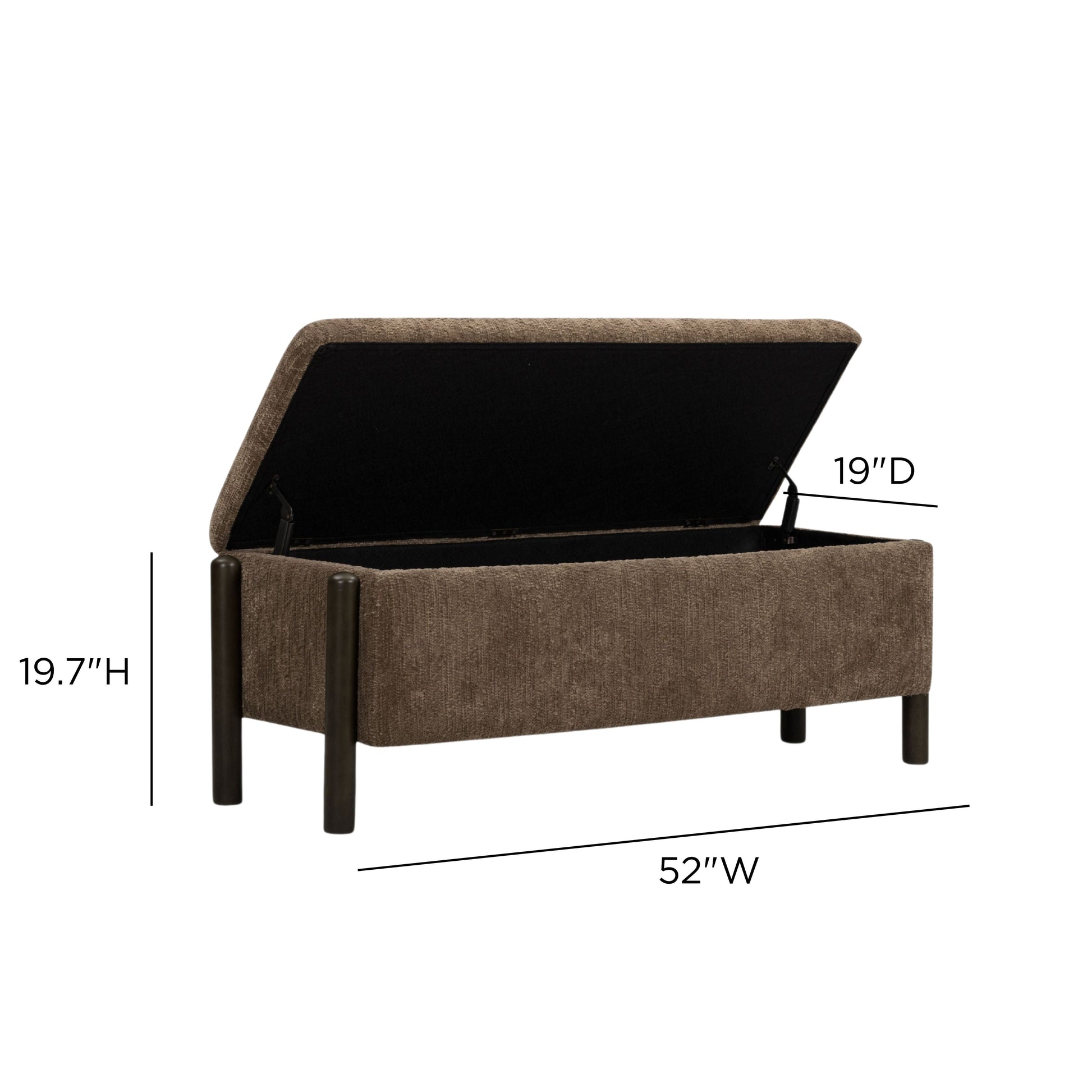 Abby 52" Nubby Fabric Storage Bench