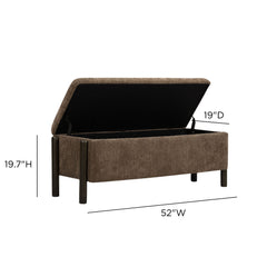 Abby 52" Nubby Fabric Storage Bench