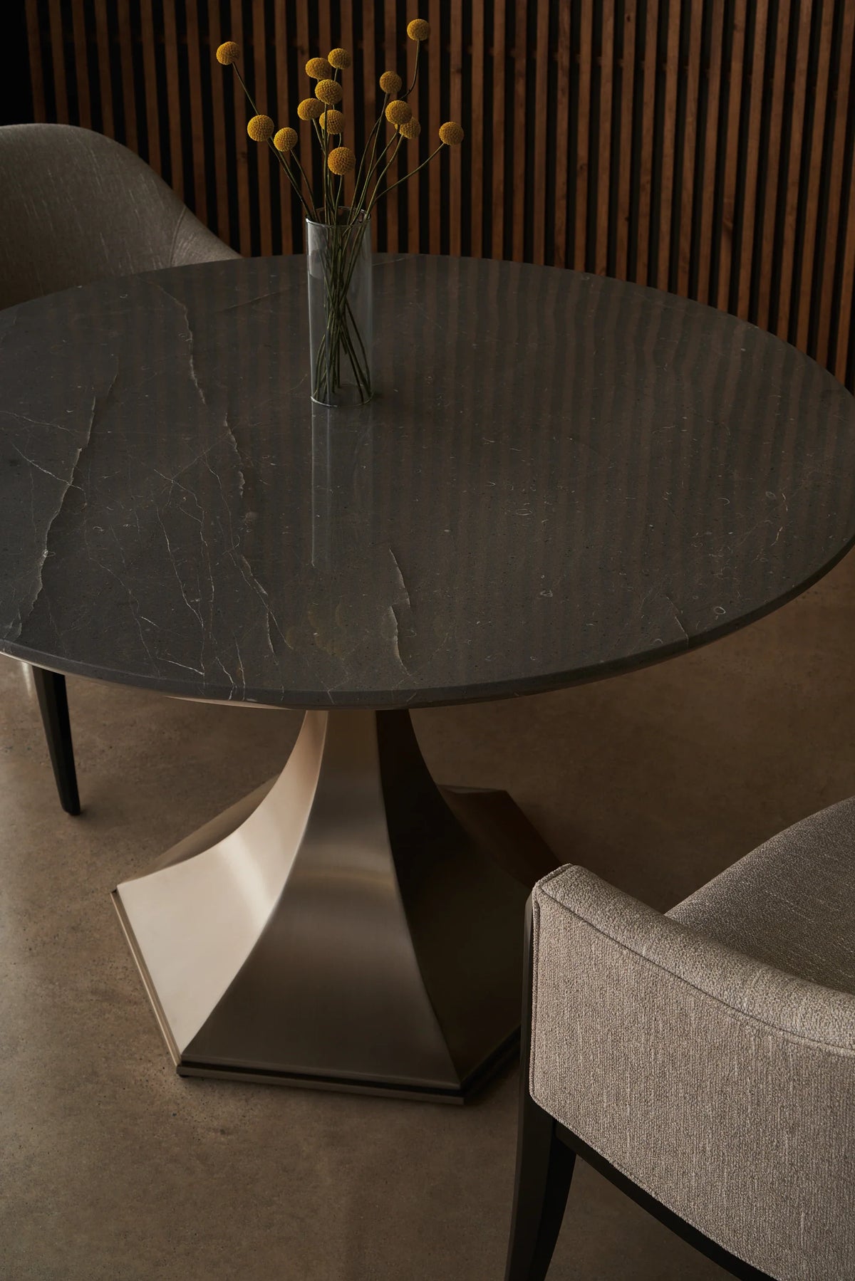 Caracole Top Brass Dining Table – side view – Lusso Furniture Miami