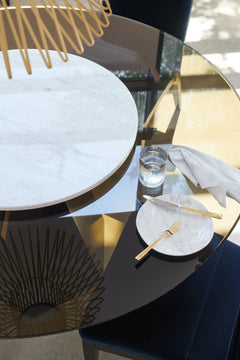 Caracole Vector Lazy Susan Tray – room setting – Lusso Furniture Miami
