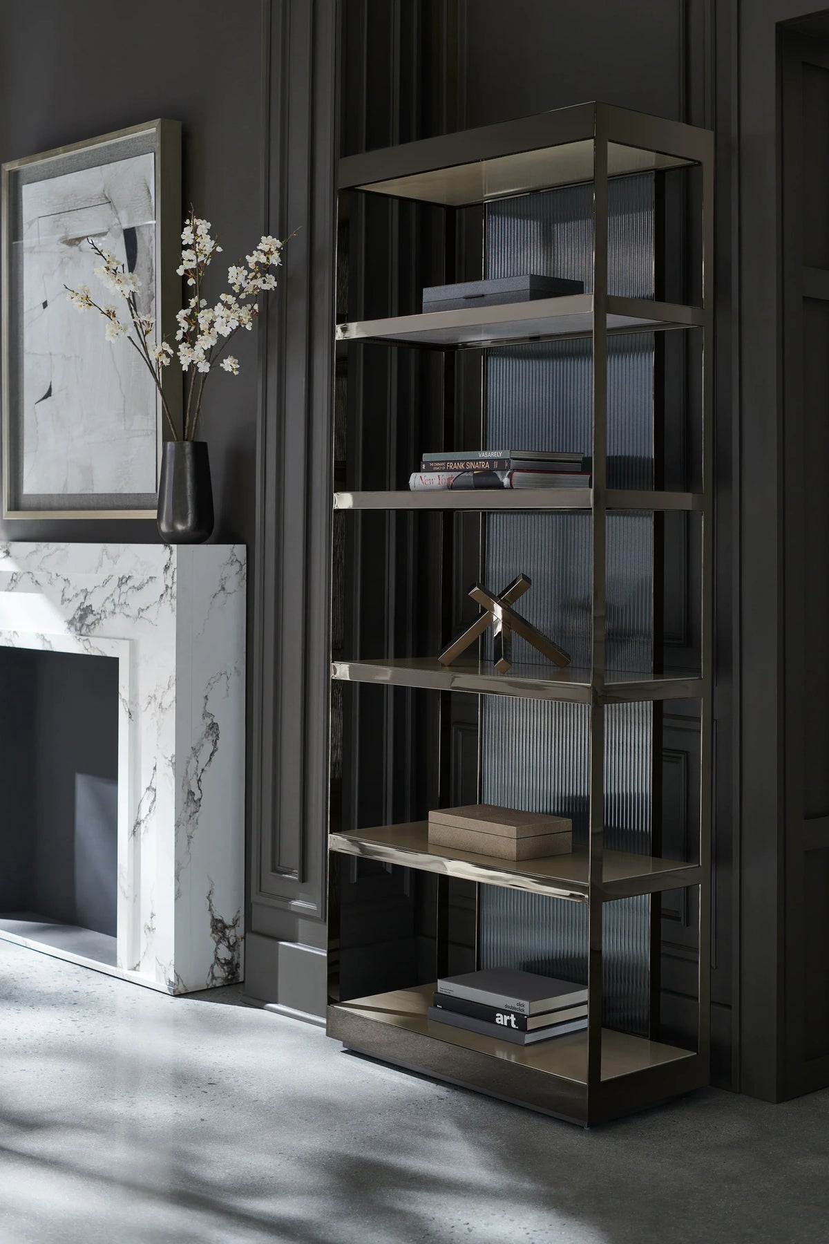 Caracole Shelf Life Cabinet – angle view – Lusso Furniture Miami