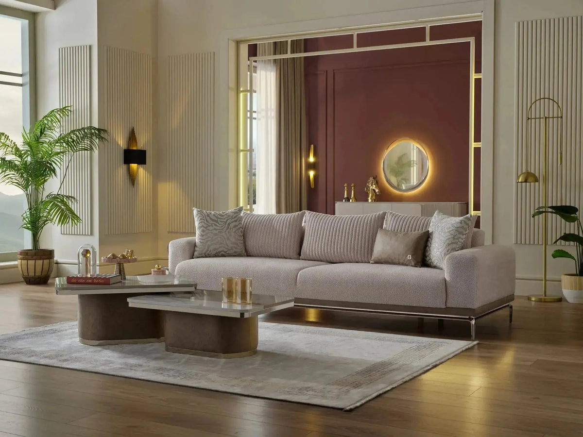 Estella Living Room Set (Cream) – Living Room Set | Lusso Furniture (view 7)