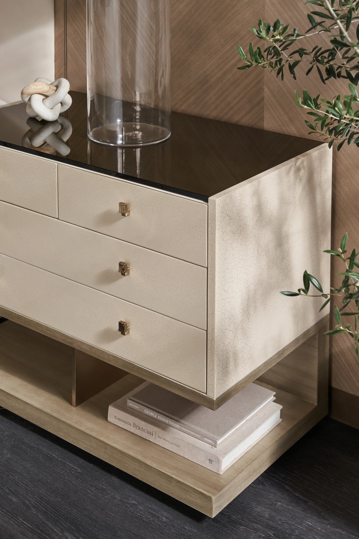 Caracole Dry Martini Nightstand – side view – Lusso Furniture Miami