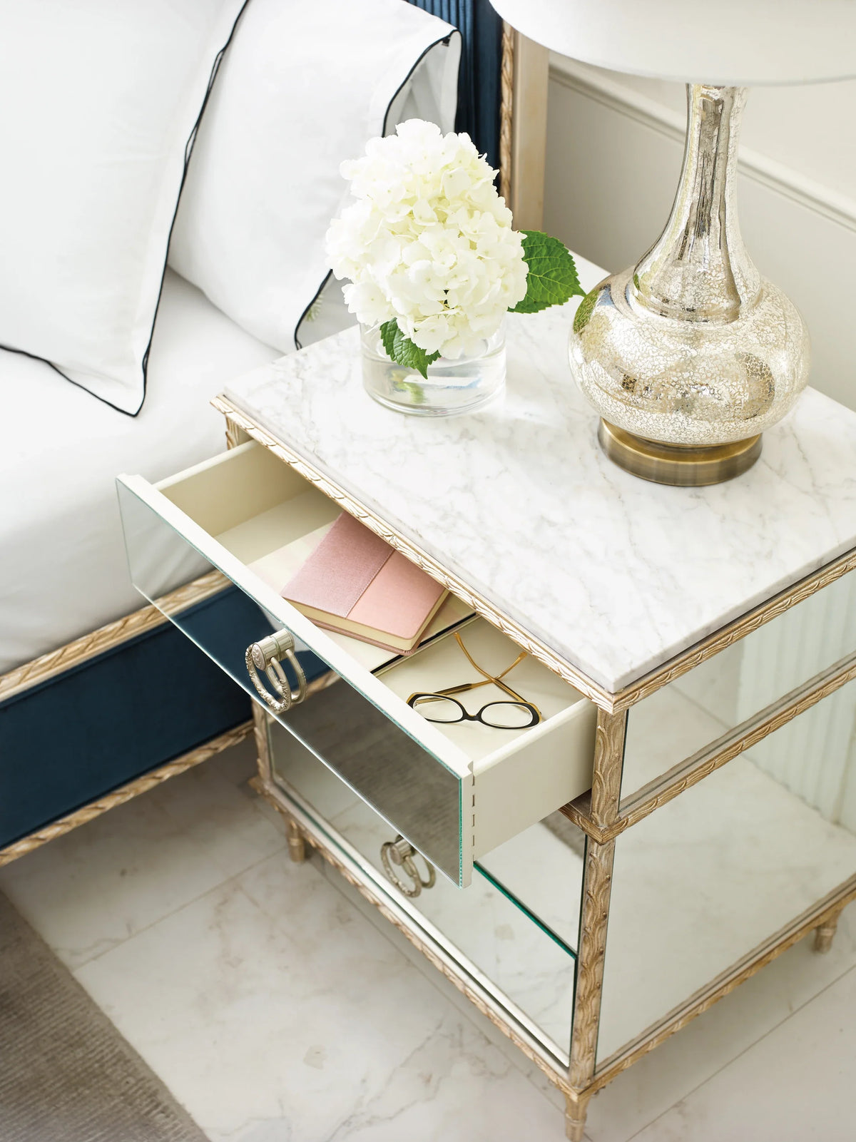 Caracole Fontainebleau Nightstand – top view – Lusso Furniture Miami
