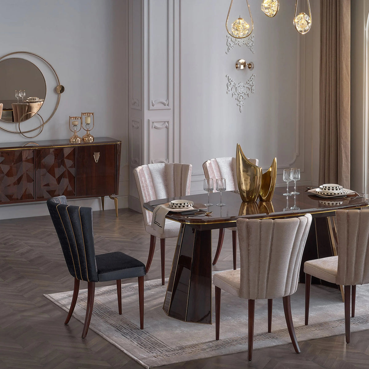 Plaza Dining Room Set (Walnut) 1