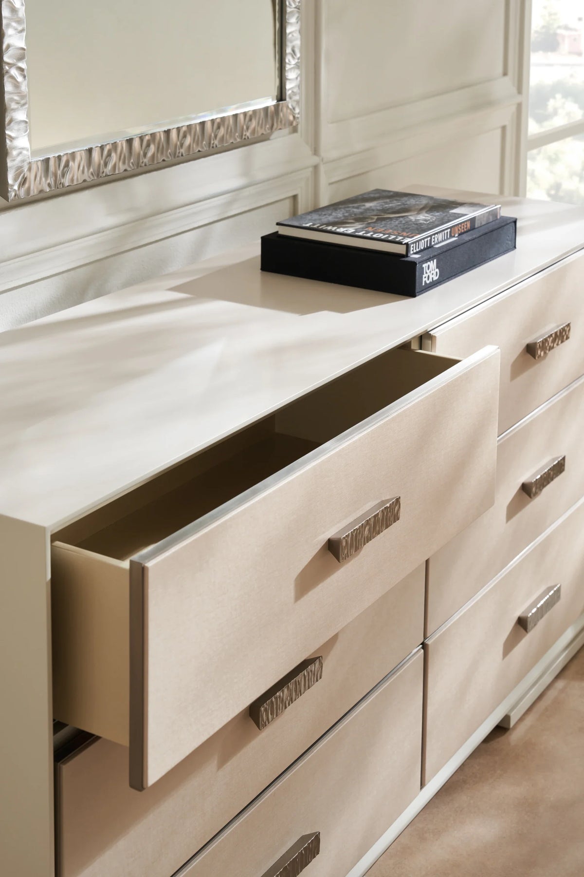 Caracole Silver Lining Dresser – side view – Lusso Furniture Miami