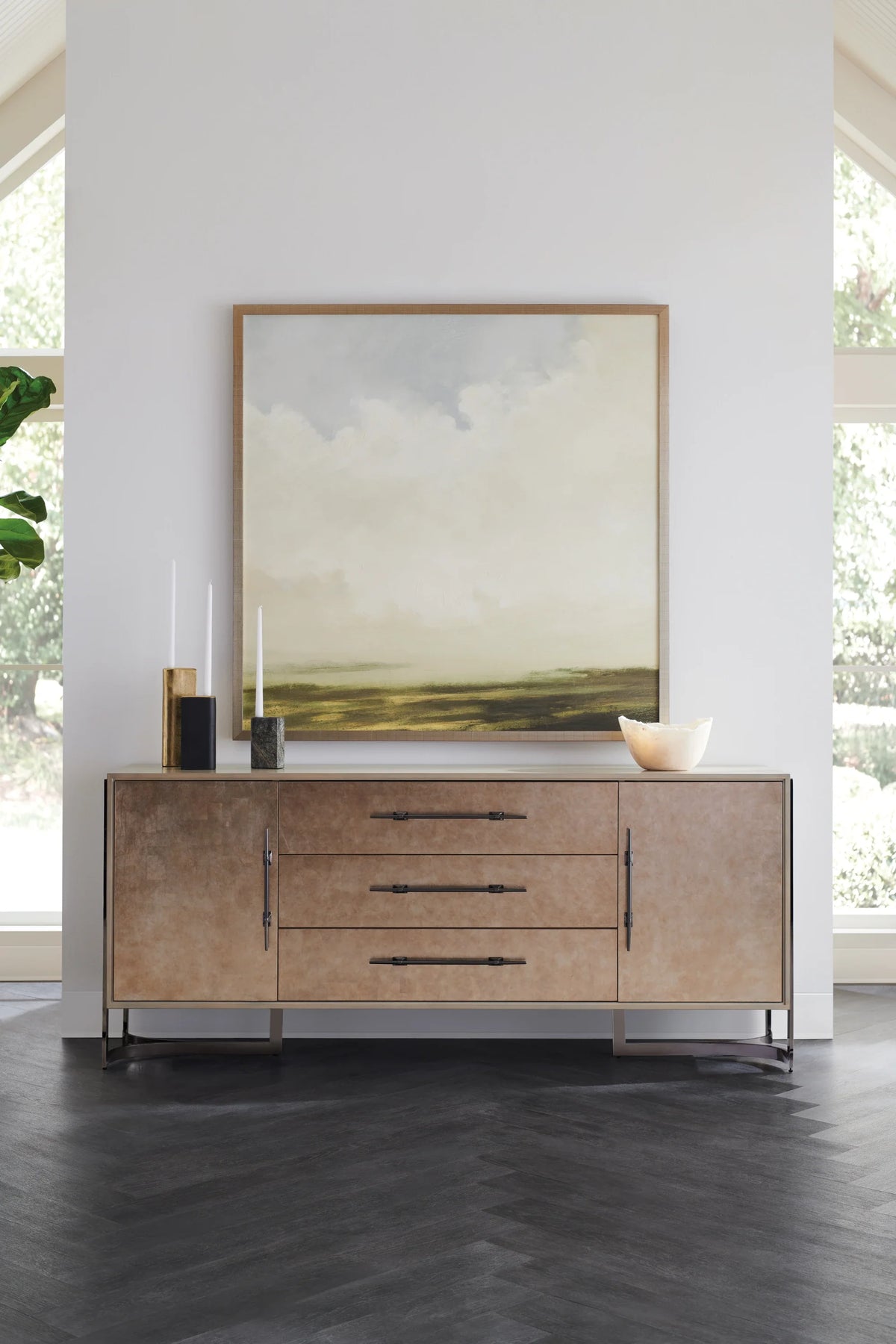 Caracole Foiled Again Buffet – angle view – Lusso Furniture Miami
