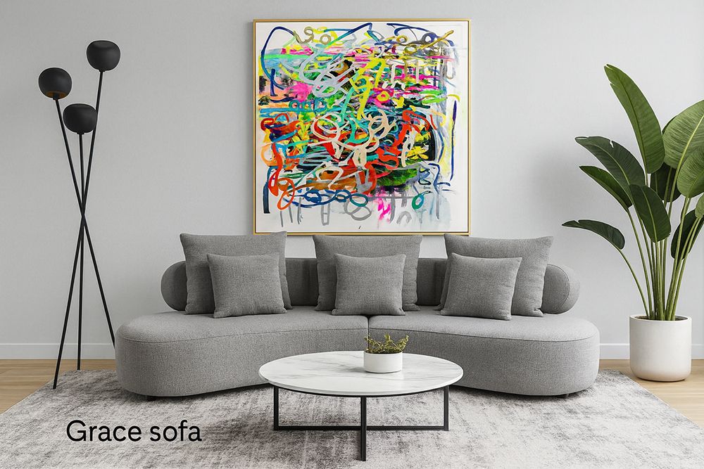 Grace Sectional Sofa with pillows Grey