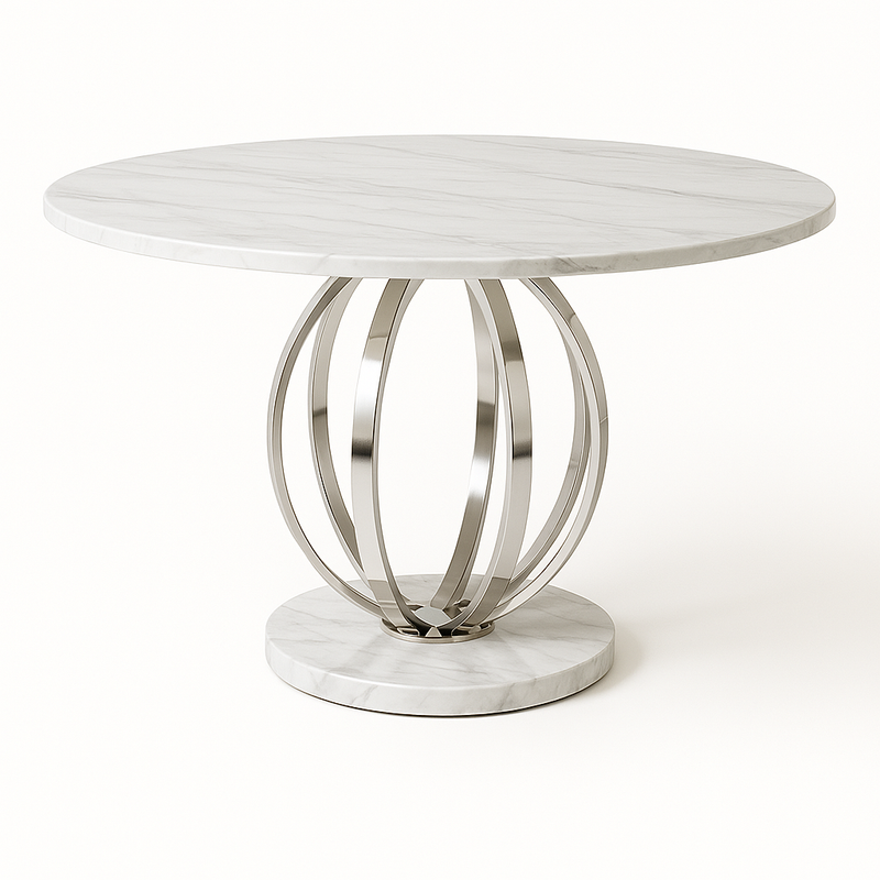 DANNA DINING TABLE WHITE MARBLE TOP-zoom-