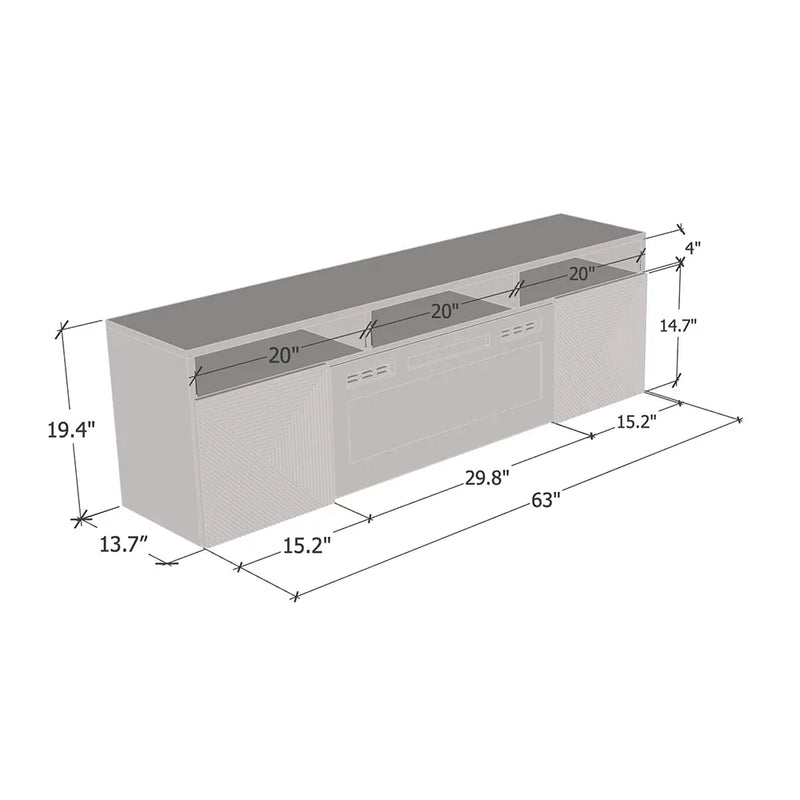 TV1609 White with fireplace Floating-zoom-