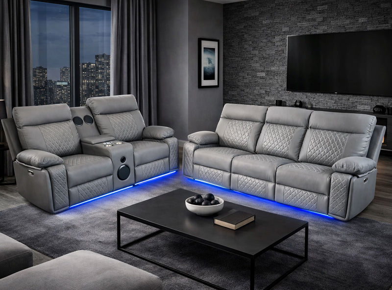 BALTIMORE POWER RECLINER SOFA SET GREY-zoom-