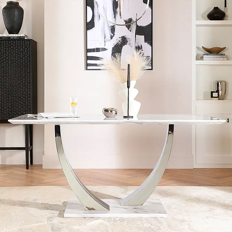 BELI DINING TABLE WHITE MARBLE TOP-zoom-