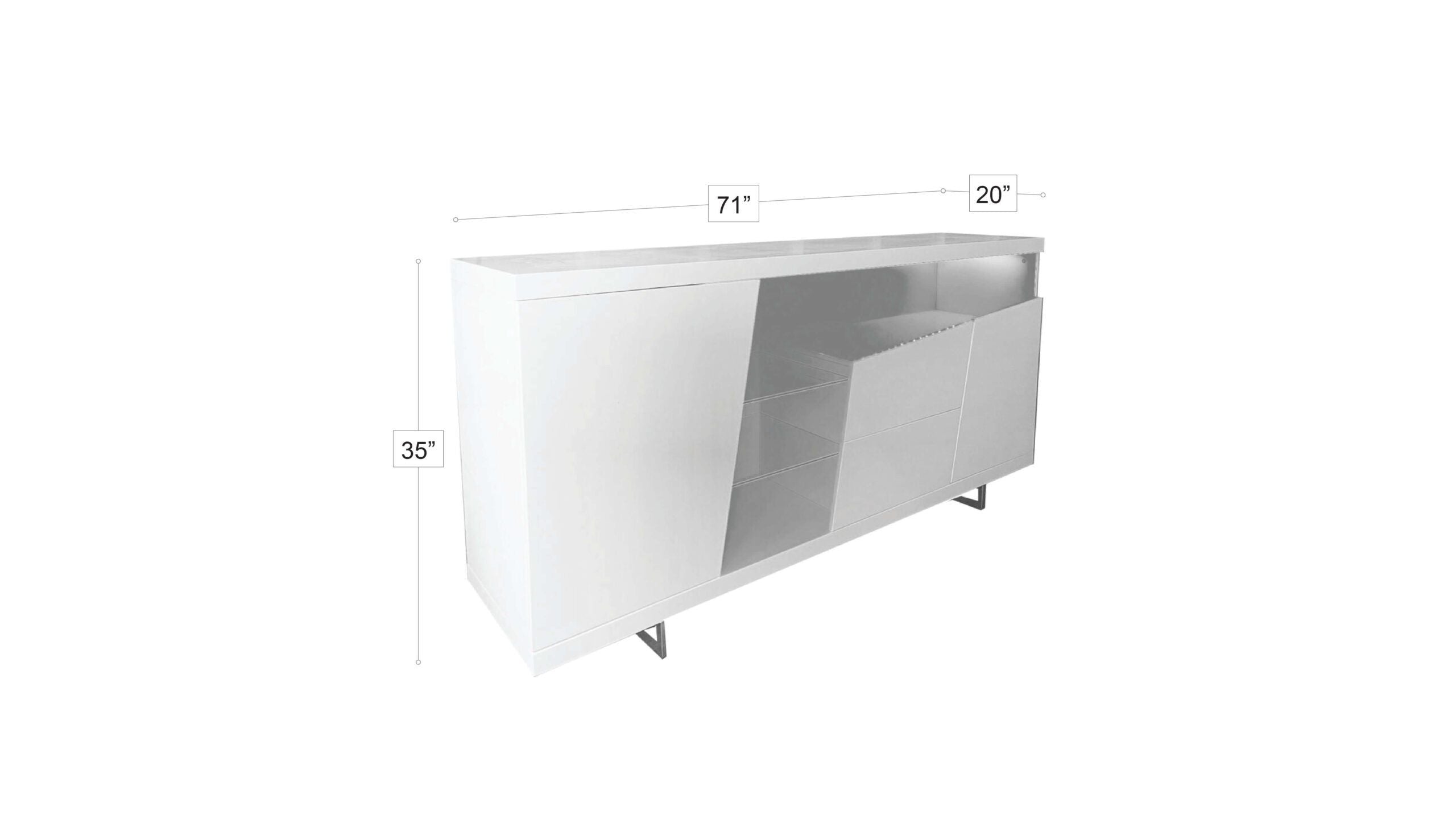 Adalyn Buffet LED All White Lacquer Paint