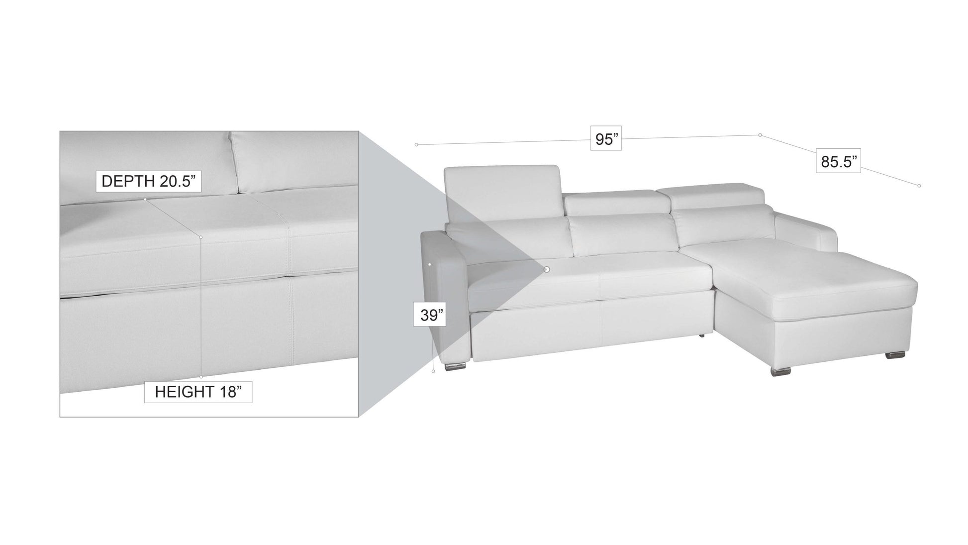 Kahlil Sectional Left white