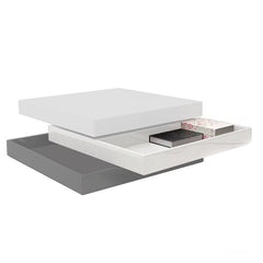Aria Coffee Table with STORAGE level White White Grey