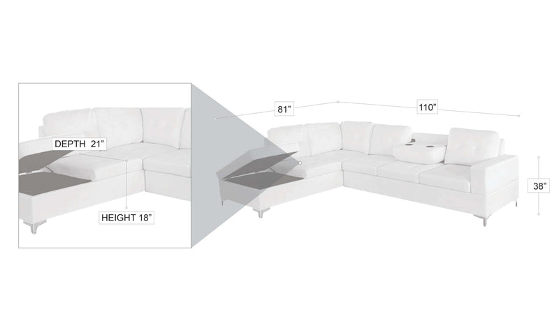 Antonella Sectional Grey Right-zoom-