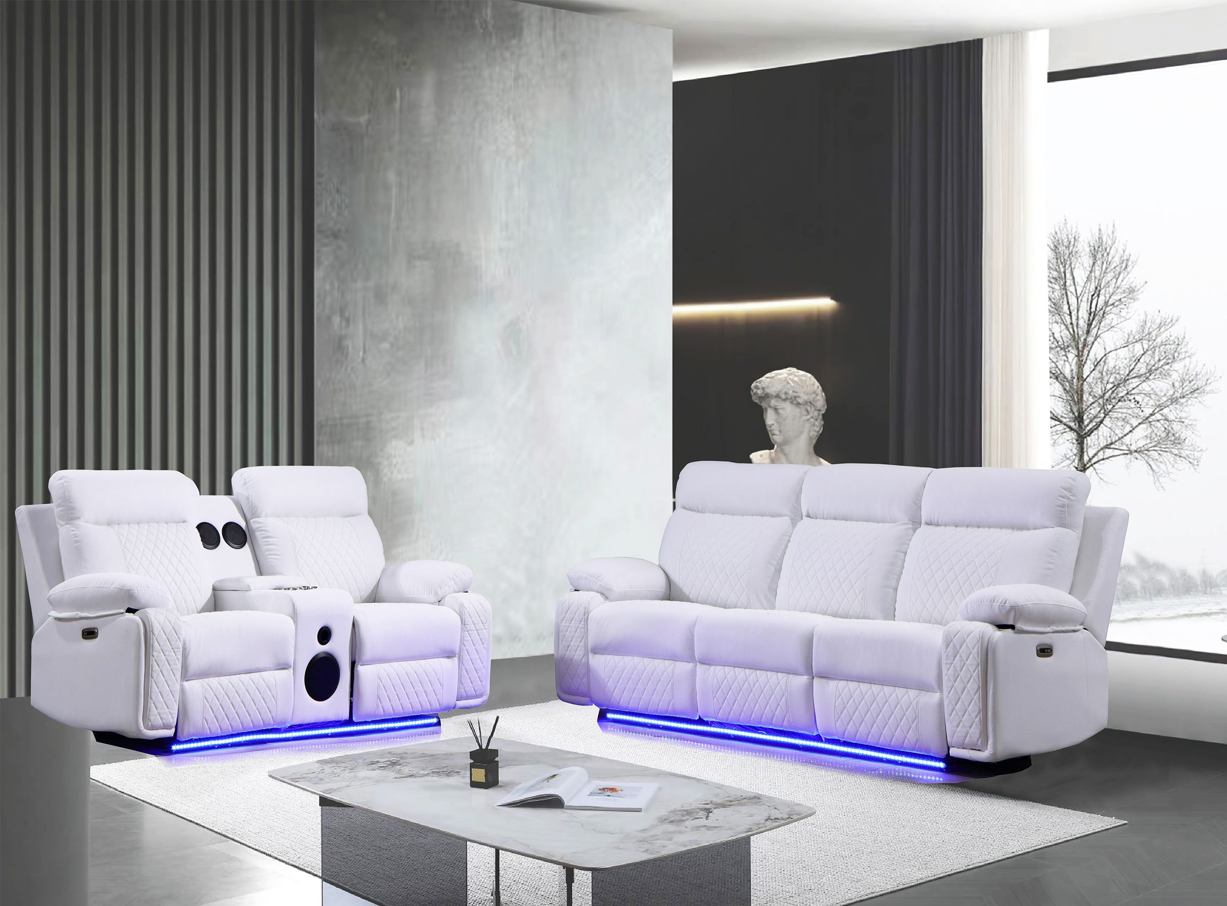 BALTIMORE POWER RECLINER SOFA SET WHITE