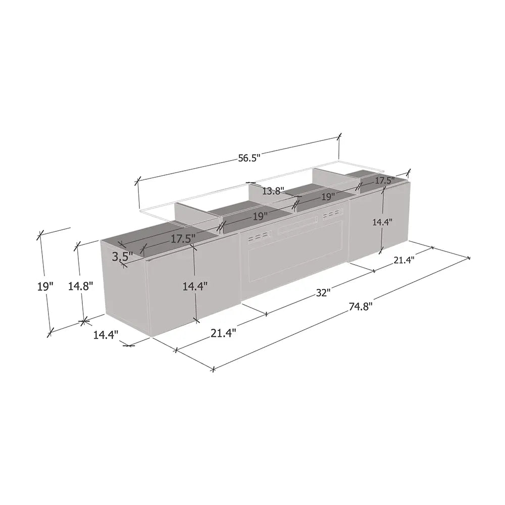 TV2112 WHITE with Fireplace wht