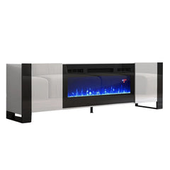 TV 802 with electric fireplace White and Black13