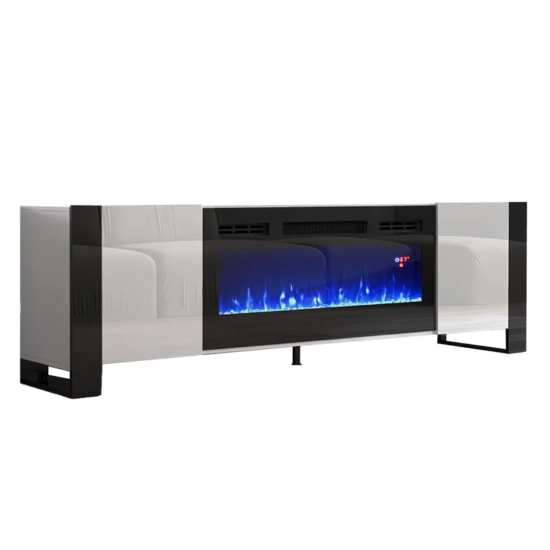 TV 802 with electric fireplace White and Black13-zoom-