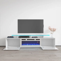 TV2112 WHITE with Fireplace wht