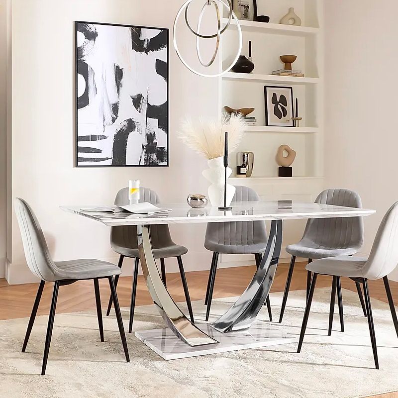 BELI DINING TABLE GREY MARBLE TOP-zoom-