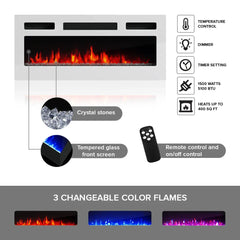 TV2112 WHITE with Fireplace wht