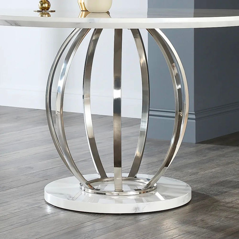 DANNA DINING TABLE WHITE MARBLE TOP-zoom-
