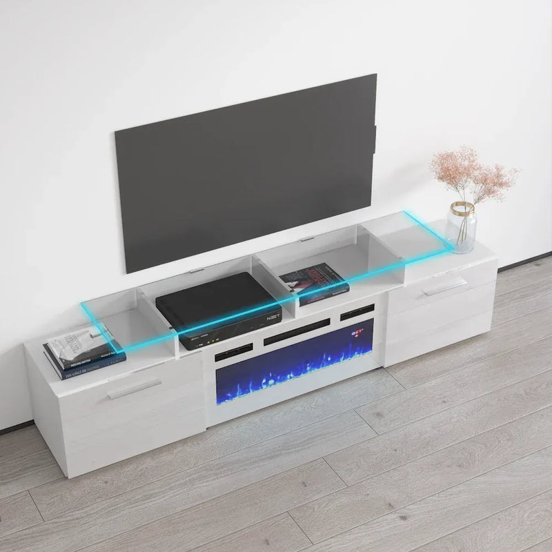TV2112 WHITE with Fireplace wht-zoom-