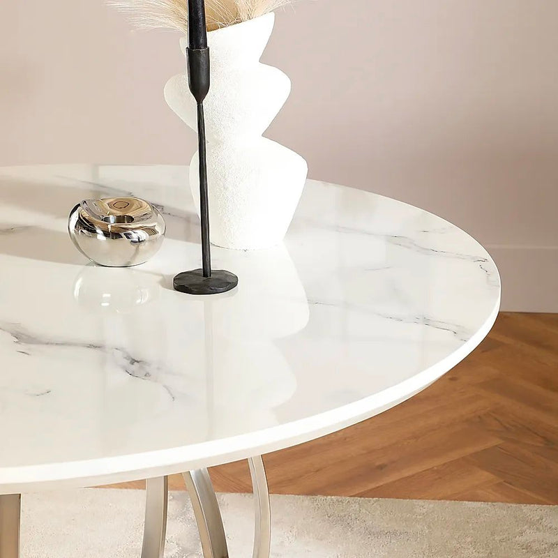 DANNA DINING TABLE WHITE MARBLE TOP-zoom-