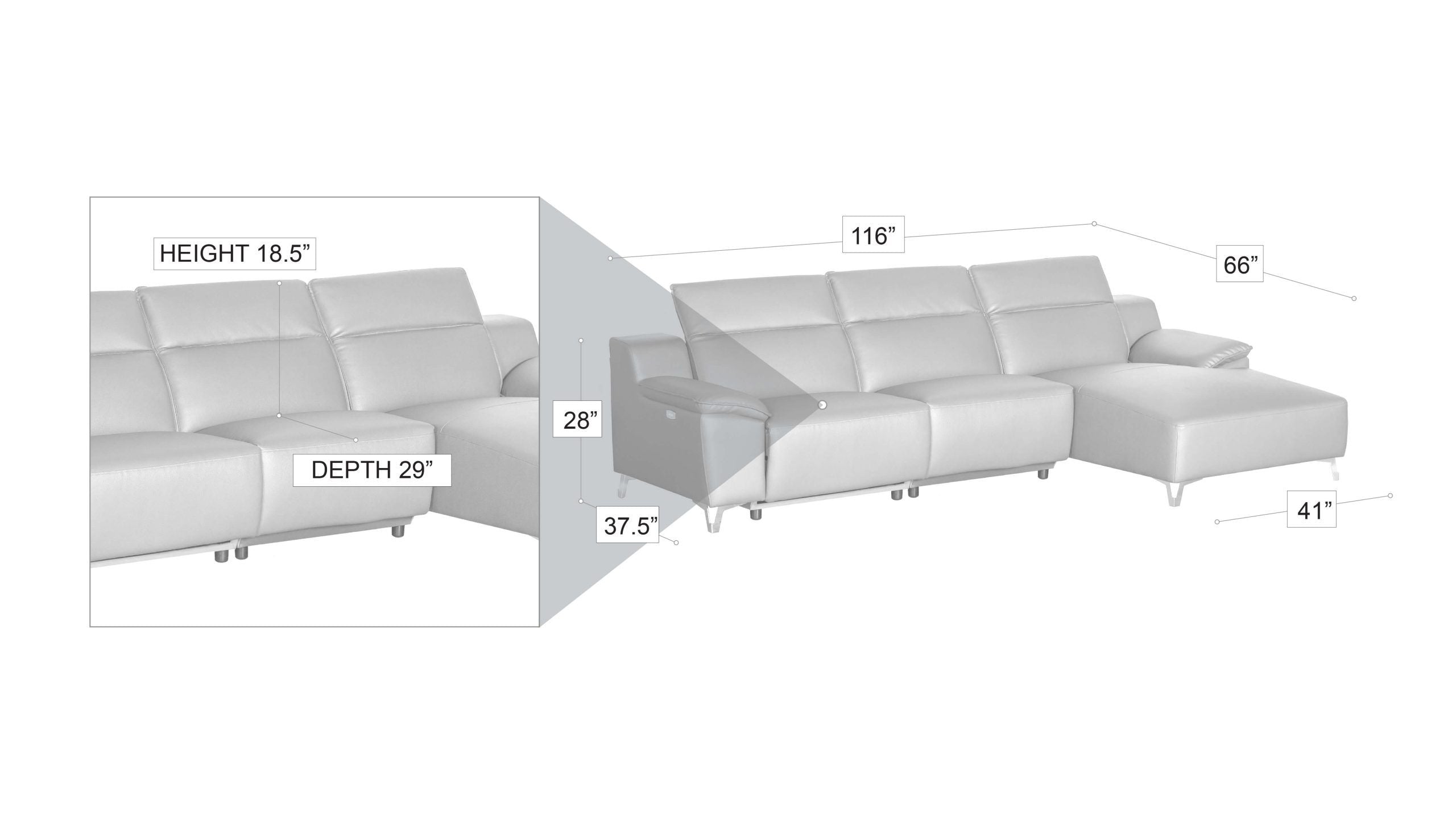 Melanie sectional grey RIGHT