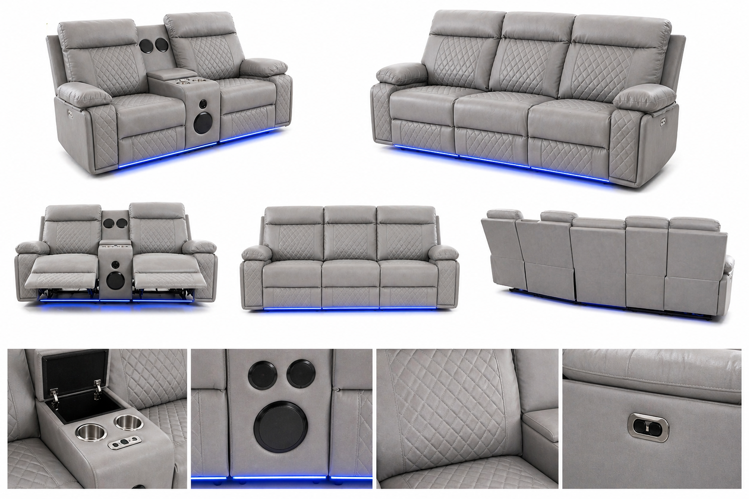 BALTIMORE POWER RECLINER SOFA SET GREY